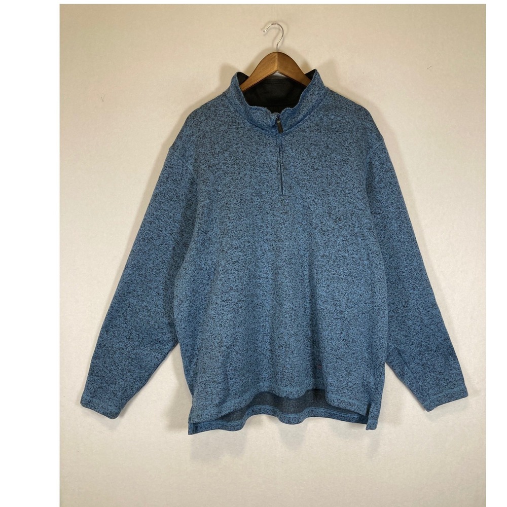 Outdoor Wrangler Authentics‎ Mens 2XL Blue Marled Quarter Zip Sweater Fleece